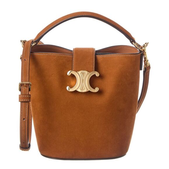 CELINE Handbags - Celine Louise Mini Leather Bucket Bag, Brown